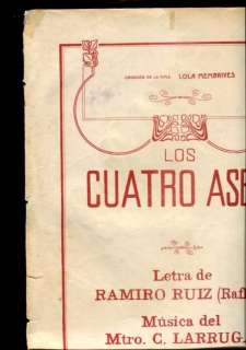 COUPLET LOS CUATRO ASES Sheet Music Arg 1925  