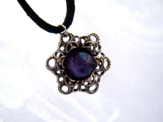 Star of David Necklace with real amethyst stone made in ISRAEL  