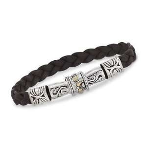  Balinese Braided Leather Bracelet In Two Tone Jewelry