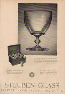 1949 Steuben Crystal Glass Table Glasses Print Photo Ad  