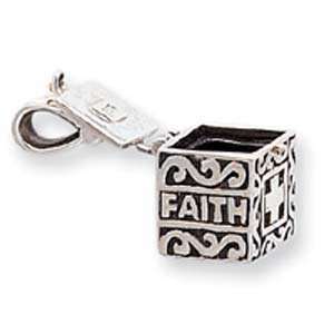  Sterling Silver Faith & Hope Prayer Box Pendant: Jewelry