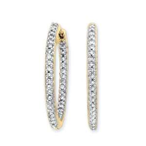   Gold 1 ct. Diamond In and Out Hoop Earrings Katarina Jewelry