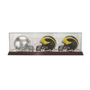   Glass Triple Football Mini Helmet Display Case