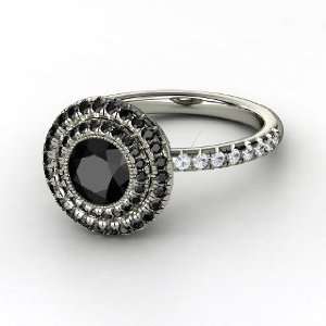  Natalie Ring, Round Black Diamond 14K White Gold Ring with 