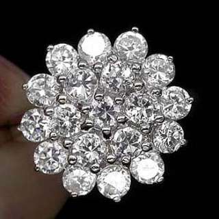 ASTONISHING TOP WHITE SAPPHIRE GEMS 925 SILVER FLOWER RING SZ 6.75 