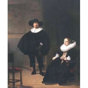 Oil Painting: Portrait of a Couple in an Interior: Rembrandt van Rijn 