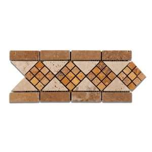 Ivory & Noce & Gold Travertine Trieste Tumbled Border / Listello   Lot 