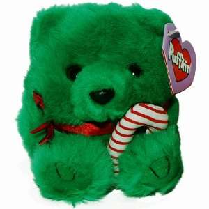   Green Christmas Teddy Bear   Puffkins Bean Bag Plush 