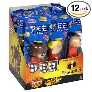 PEZ The Incredibles, 0.58 Ounce Assorted Candy Dispensers (Pack of 12)