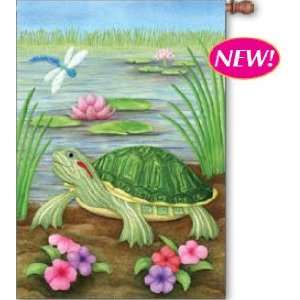  Turtle at the Pond Garden Flag  12 x 18 Patio, Lawn 