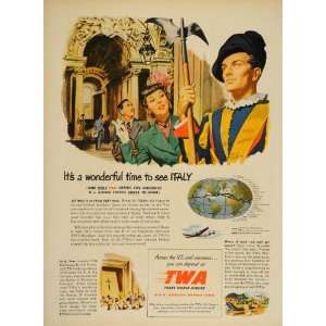  1949 Ad TWA Italy Travel Rome Papal Swiss Guard Vatican 