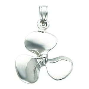  14K White Gold 3 D Boat Propeller Pendant Jewelry