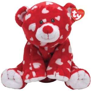    Ty Pluffies Dreamly Red Bear with White Hearts: Toys & Games