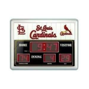  Saint Louis Cardinals MLB Scoreboard Clock & Thermometer 