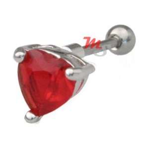    Swarovski GEM Heart Tragus Helix Barbell Piercing RED Jewelry