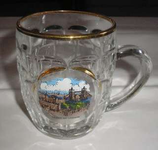Tower Of London Gold Trim Glass Souvenir Mug, Measures 3 3/4 Tall, 3 