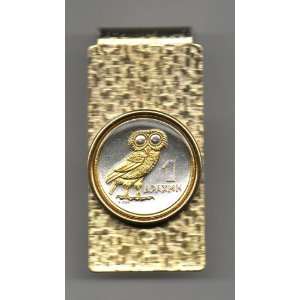   Toned Gold on Silver Greek nickel size Owl, Coin   Money clips: Beauty