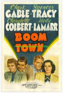 BOOM TOWN MOVIE POSTER 27x41 LB VF CLARK GABLE SPENCER TRACY  