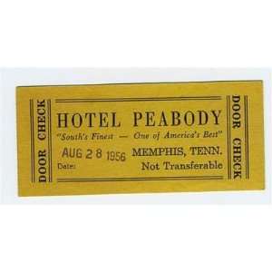  Hotel Peabody Memphis Tennessee Door Check 1956 