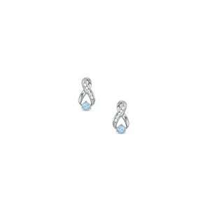 ZALES Diamond Infinity Loop Earrings in Sterling Silver Aquamarine and 