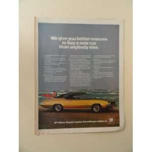 1971 Buick Skylark, print ad (car/beach/girl/boy.) Orinigal Magazine 