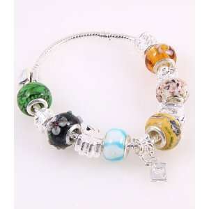 Fashion Jewelry Desinger Murano Glass Bead Bracelet with Pattern Multi