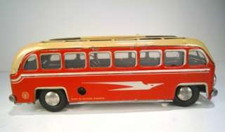   German Tin Wind Up 1953 Sunroof Tour Bus 7 Excellent Condition  