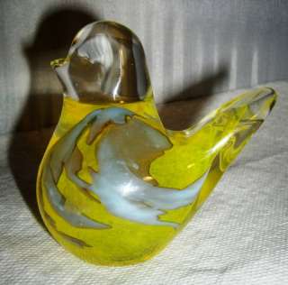 Vintage MDINA Maltese Malta Blown Glass Yellow Bird  