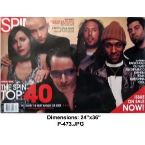 SPIN TOP 40 U2 BONO 24X36 Poster