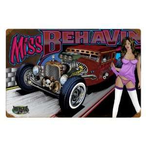  Rat Rod Miss Behavin Automotive Vintage Metal Sign