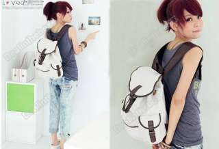New Fashion Womens Bag Canvas Satchel Backpack Coffee Beige  