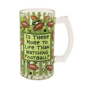Our Name Is Mud by Lorrie Veasey Watching Football Glass Stein, 6 Inch 