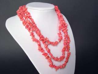 Necklace Pink Coral 60 Chip Beads Clasped Many Styles  