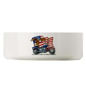  Large Dog Cat Food Water Bowl Motorcycle Eagle And US Flag 