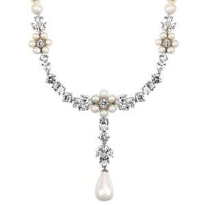  Tollas Bridal Pearl And CZ Dangle Fashion Necklace   16 