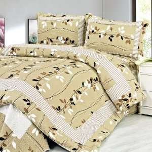   3PC Floral Vermicelli Quilted Patchwork Quilt Set (Full/Queen Size
