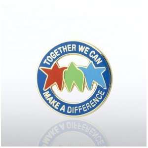  Lapel Pin   Together We Can Make a Difference   Stars 