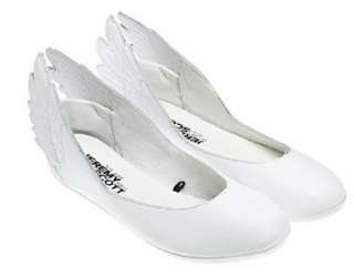   ObyO Jeremy Scott JS Wings Ballerina Flat Shoes Angel WHITE  