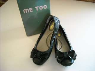 CUTE Me Too BLACK Leather BOW Lion BALLET FLATS 5.5 NEW  