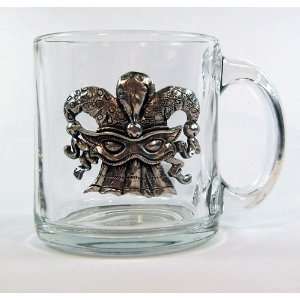   Clear Glass 12 ounce Coffee Mug with Pewter Logo