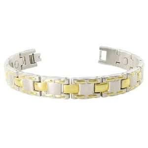   Two Tone 11mm wide Link Bracelet 8 with Fold Over Clasp Jewelry