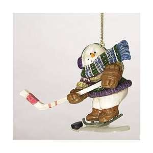  3 Hockey Snowman Slap Shot Christmas Ornament