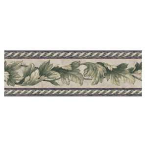  Leaf Scroll Navy Wallpaper Border by 4Walls: Home 