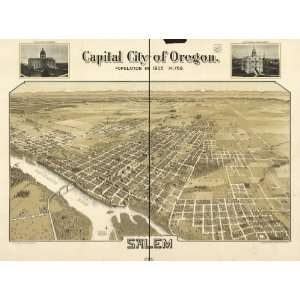  Historic Panoramic Map Capital city of Oregon, Salem 