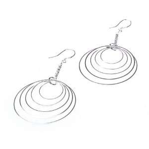 Fancy Silver Big And Small Circle 5 Circle Earrings Eardrop Stylish