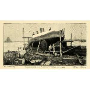  1898 Print Argonaut Antique Submarine Boat Launch 