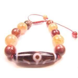  BA9949D3 Tibetan Great Personage Dzi Bead with 11/13mm Red 