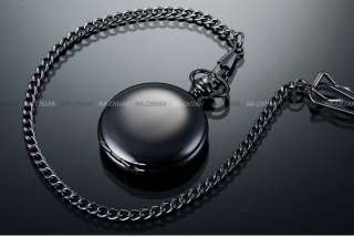 Classical Plain Elegant Polished Mens Pocket Quartz Watch With Chain 