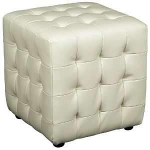  Dimple Vanilla Leather Ottoman