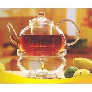  Glass Teapot & Warmer Set 34oz
